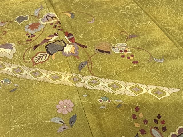 平和屋着物●訪問着　作家物　花鳥唐草文　暈し染め　金彩　正絹　逸品　AABC0077zg
