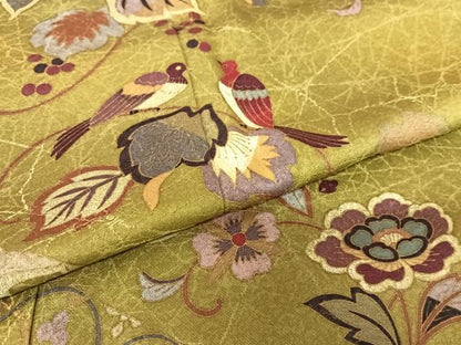 平和屋着物●訪問着　作家物　花鳥唐草文　暈し染め　金彩　正絹　逸品　AABC0077zg