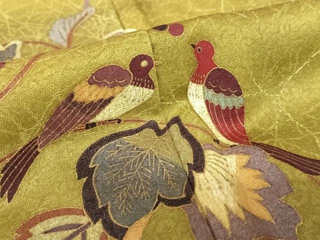 平和屋着物●訪問着　作家物　花鳥唐草文　暈し染め　金彩　正絹　逸品　AABC0077zg