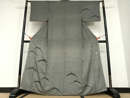 平和屋着物●訪問着　樹林文　黒地　正絹　逸品　AABC0082zg