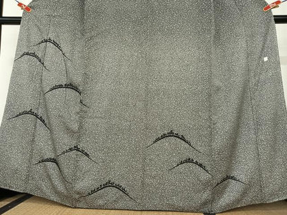平和屋着物●訪問着　樹林文　黒地　正絹　逸品　AABC0082zg