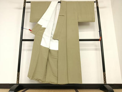 平和屋着物●上質な色無地　油色　正絹　逸品　AABC0086zg