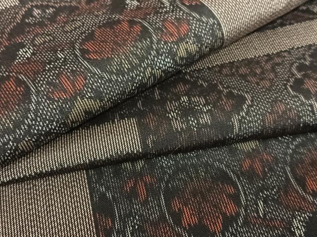 平和屋着物●上質な紬 横段花文 正絹 逸品 未使用 AABC0088zg