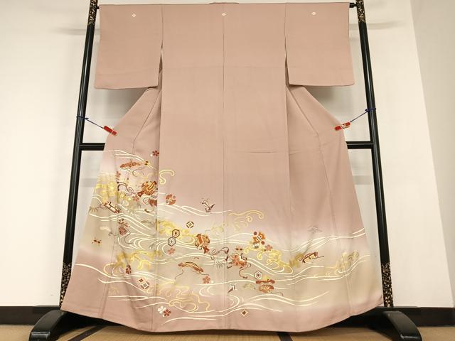 平和屋着物●創業460年・千總 色留袖 駒刺繍 立波松竹梅宝尽くし文 暈し染め 金彩 大丸扱い 正絹 逸品 AABC0093zg