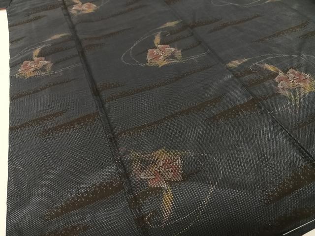 平和屋着物●本場大島紬 一元7マルキ 草花文 正絹 逸品 AABC0099zg