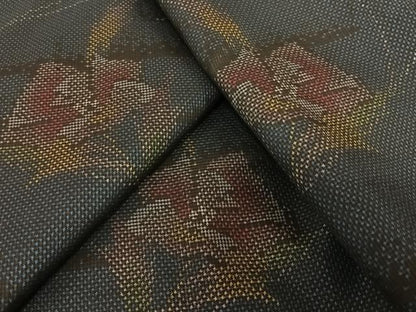 平和屋着物●本場大島紬 一元7マルキ 草花文 正絹 逸品 AABC0099zg