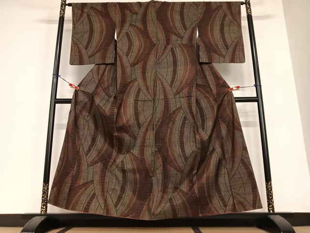 平和屋着物●本場大島紬　一元絣　幾何学文様　正絹　逸品　AABC0105zg