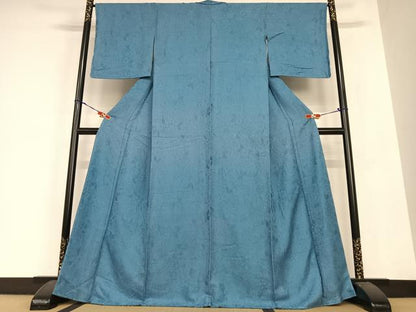 平和屋着物●上質な色無地 辻が花地紋 藍色 まるやま扱い 正絹 逸品 未使用 AABC0109zg