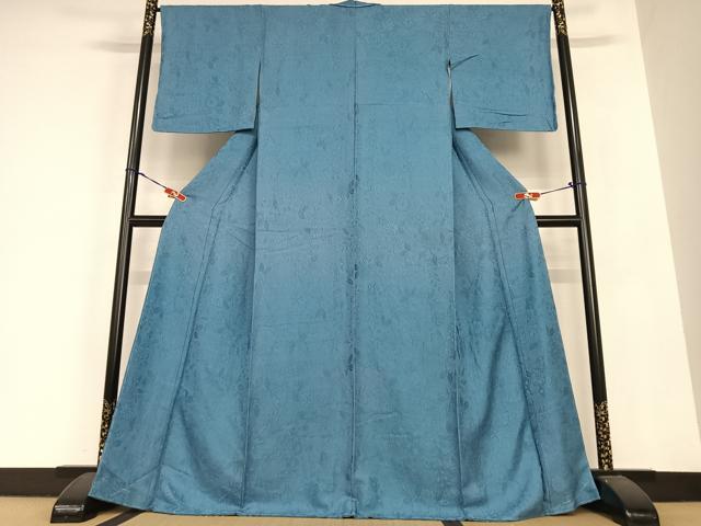 平和屋着物●上質な色無地 辻が花地紋 藍色 まるやま扱い 正絹 逸品 未使用 AABC0109zg