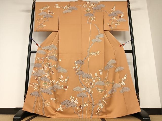 平和屋着物●千くさ染繍　訪問着　駒刺繍　松竹梅　金彩　正絹　逸品　AABC0116zg