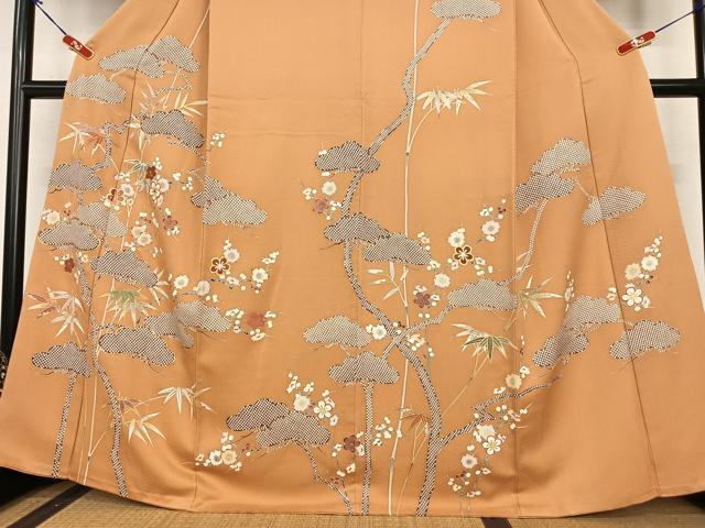 平和屋着物●千くさ染繍　訪問着　駒刺繍　松竹梅　金彩　正絹　逸品　AABC0116zg