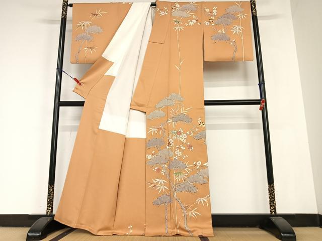 平和屋着物●千くさ染繍　訪問着　駒刺繍　松竹梅　金彩　正絹　逸品　AABC0116zg