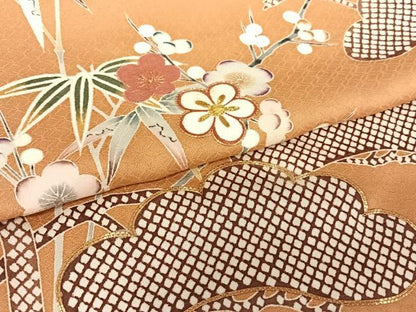 平和屋着物●千くさ染繍　訪問着　駒刺繍　松竹梅　金彩　正絹　逸品　AABC0116zg
