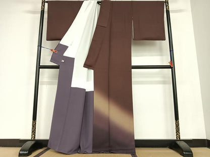 平和屋着物●西陣 京都友禅作家集団 名門 倉染匠 一乃倉 訪問着 耀変蠟纈 霞文 暈し染め 正絹 逸品 AABC0117zg