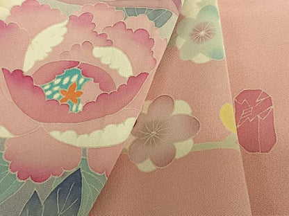 平和屋着物●本加賀友禅作家　中井節子　振袖　短冊枝梅文　正絹　逸品　AABC0118zg