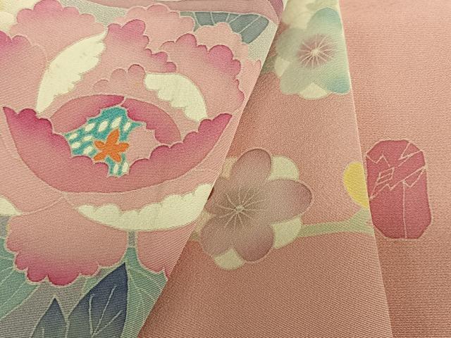 平和屋着物●本加賀友禅作家　中井節子　振袖　短冊枝梅文　正絹　逸品　AABC0118zg