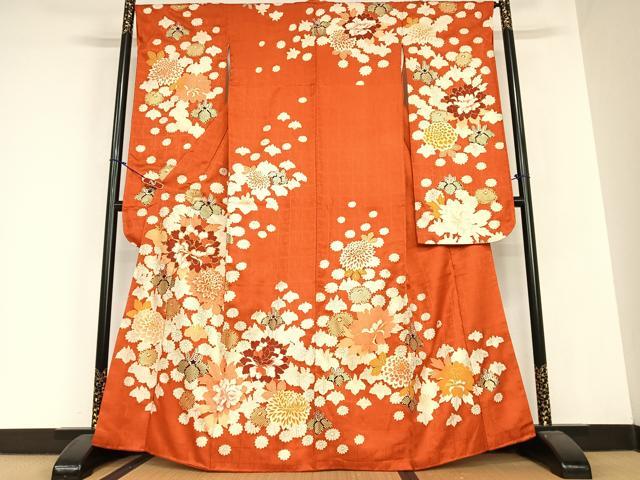 平和屋着物●豪華振袖　駒刺繍　草花文　金彩　正絹　逸品　AABC0120zg