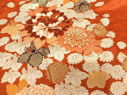 平和屋着物●豪華振袖　駒刺繍　草花文　金彩　正絹　逸品　AABC0120zg
