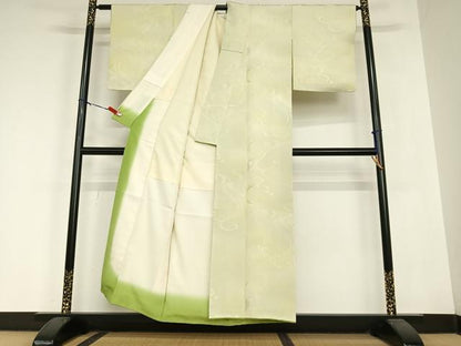 平和屋着物●上質な小紋　地紋起こし　立波地紋　暈し染め　正絹　逸品　AABC0123zg