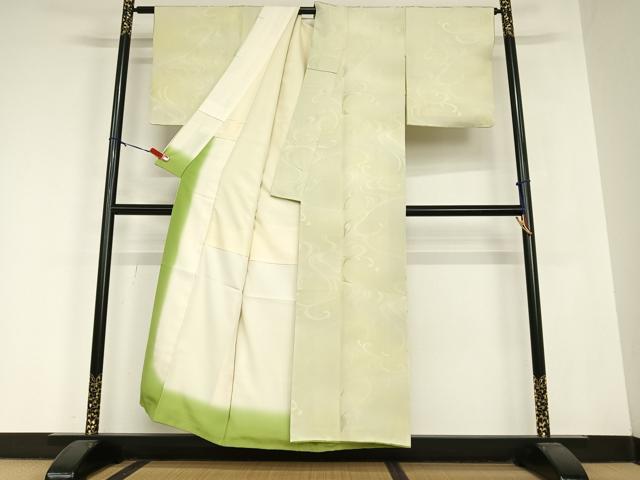 平和屋着物●上質な小紋　地紋起こし　立波地紋　暈し染め　正絹　逸品　AABC0123zg