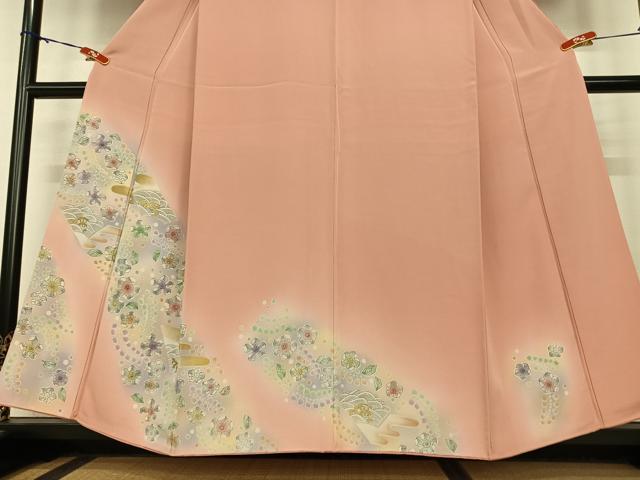 平和屋着物●訪問着　辻が花　地紙立波花文　暈し染め　金彩　正絹　逸品　AABC0124zg