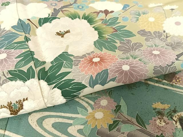 平和屋着物●豪華色留袖　作家物　刺繍　花車文　金彩　正絹　逸品　AABC0142zg