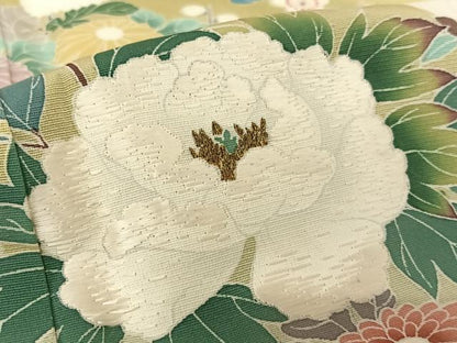 平和屋着物●豪華色留袖　作家物　刺繍　花車文　金彩　正絹　逸品　AABC0142zg