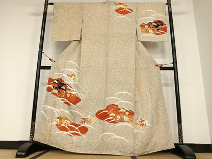平和屋着物●訪問着 友禅 駒刺繍 松竹梅雲重ね文 金彩 さが美扱い 正絹 逸品 AABC0151zg