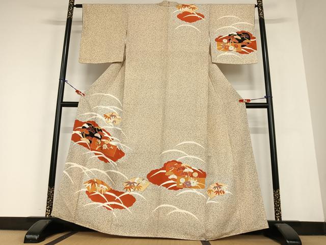 平和屋着物●訪問着 友禅 駒刺繍 松竹梅雲重ね文 金彩 さが美扱い 正絹 逸品 AABC0151zg