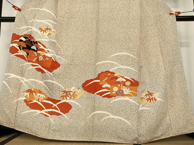平和屋着物●訪問着 友禅 駒刺繍 松竹梅雲重ね文 金彩 さが美扱い 正絹 逸品 AABC0151zg