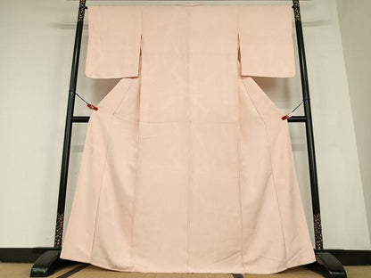 平和屋着物●上質な色無地　草木地紋　水柿色　正絹　逸品　AABC0162zg