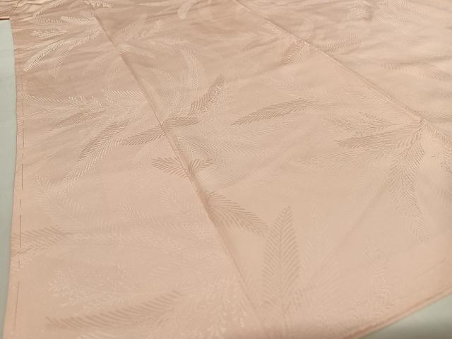 平和屋着物●上質な色無地　草木地紋　水柿色　正絹　逸品　AABC0162zg