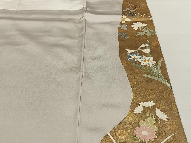 平和屋着物●訪問着　駒刺繍　草花文　金彩　正絹　逸品　AABC0167zg