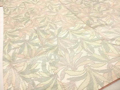 平和屋着物●本場大島紬 白大島 舞葉文 正絹 逸品 AABC0200zg