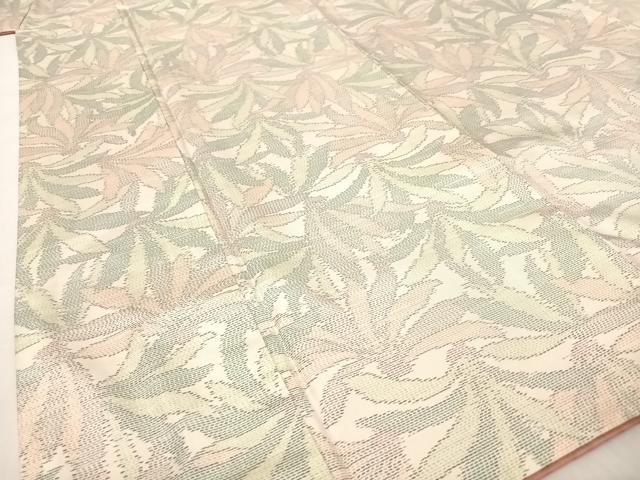 平和屋着物●本場大島紬 白大島 舞葉文 正絹 逸品 AABC0200zg