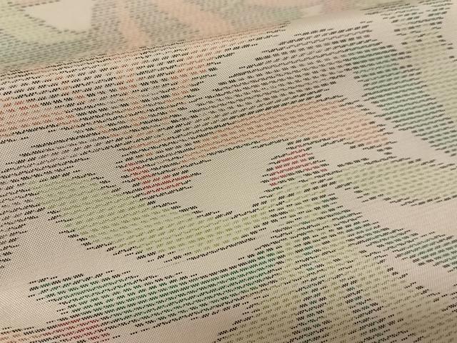 平和屋着物●本場大島紬 白大島 舞葉文 正絹 逸品 AABC0200zg