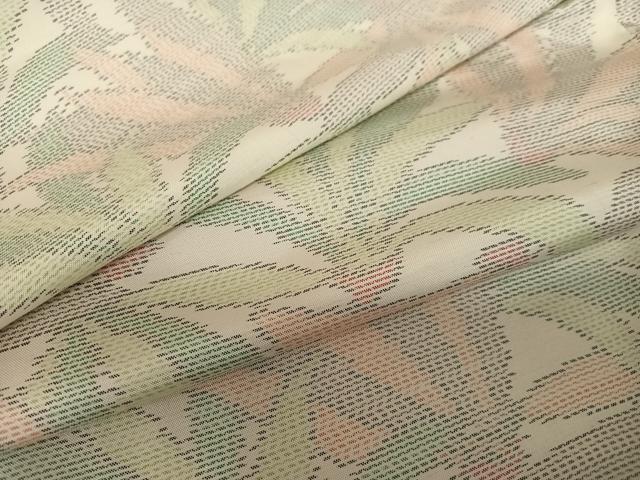 平和屋着物●本場大島紬 白大島 舞葉文 正絹 逸品 AABC0200zg