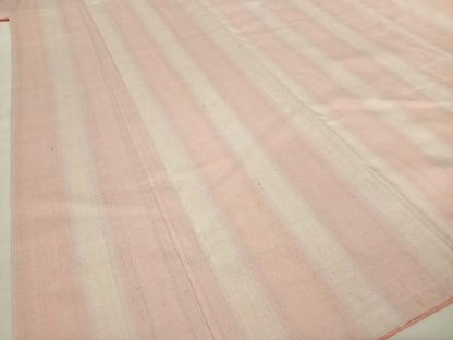 平和屋着物●紅花紬 米沢 新田英行 新田間道 縞 やまと誂製 正絹 逸品 AABC0211zg