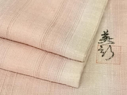 平和屋着物●紅花紬 米沢 新田英行 新田間道 縞 やまと誂製 正絹 逸品 AABC0211zg