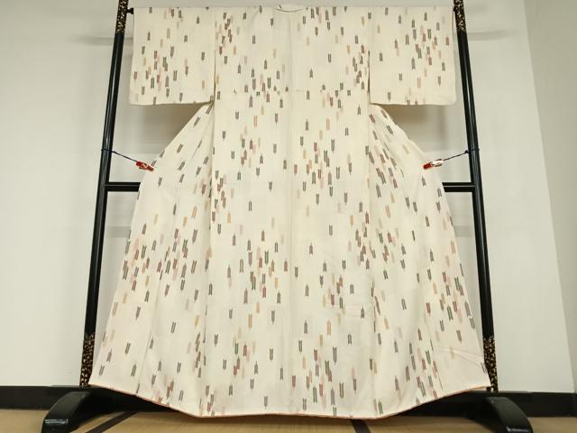 平和屋着物●上質な小紋 矢羽根文 金彩 正絹 逸品 AABC0237zg