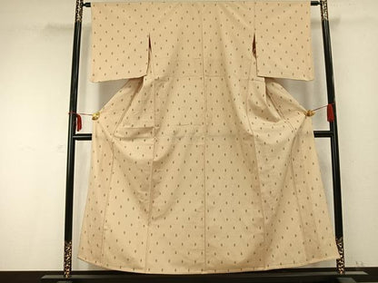平和屋着物▽本塩沢 単衣 井桁絣 正絹 逸品 AABC0242fy