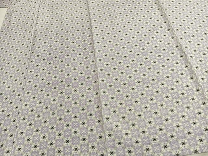 平和屋着物▽上質な紬 単衣 市松花文 正絹 逸品 AABC0243fy