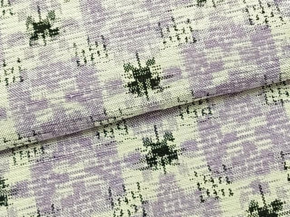平和屋着物▽上質な紬 単衣 市松花文 正絹 逸品 AABC0243fy