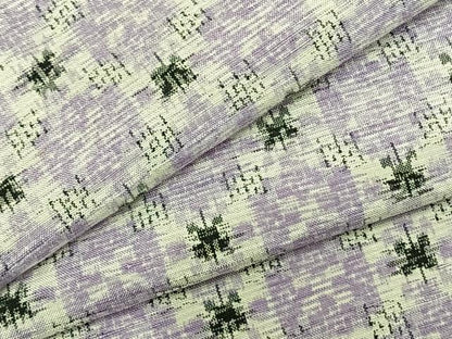 平和屋着物▽上質な紬 単衣 市松花文 正絹 逸品 AABC0243fy