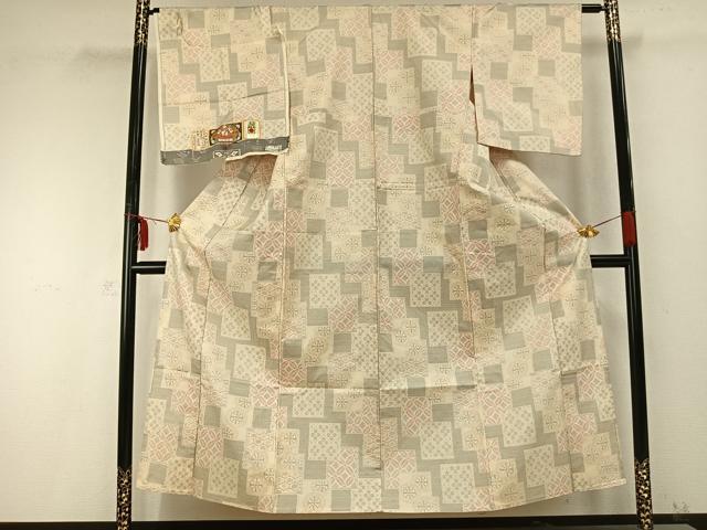 平和屋着物▽本場大島紬 単衣 色紙花文 証紙付き 吉田織物謹製 正絹 逸品 AABC0244fy
