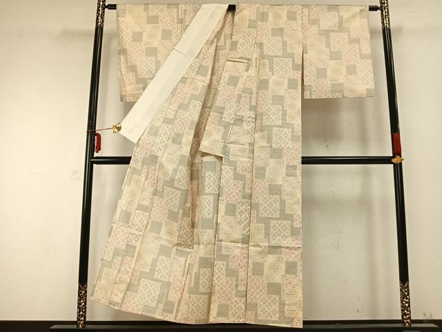 平和屋着物▽本場大島紬 単衣 色紙花文 証紙付き 吉田織物謹製 正絹 逸品 AABC0244fy