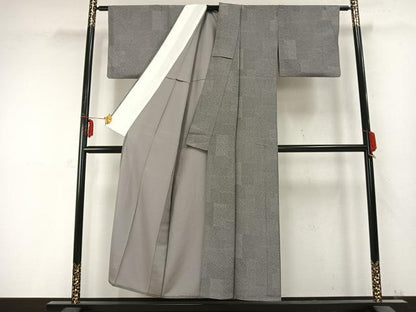 平和屋着物▽江戸小紋　単衣　作家物　幾何学文様　反端付き　正絹　逸品　AABC0245fy