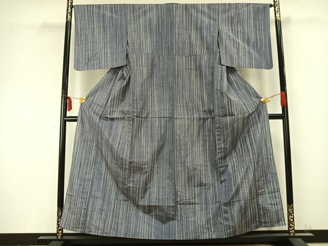 平和屋着物▽上質な紬 単衣 縞 正絹 逸品 未使用 AABC0247fy