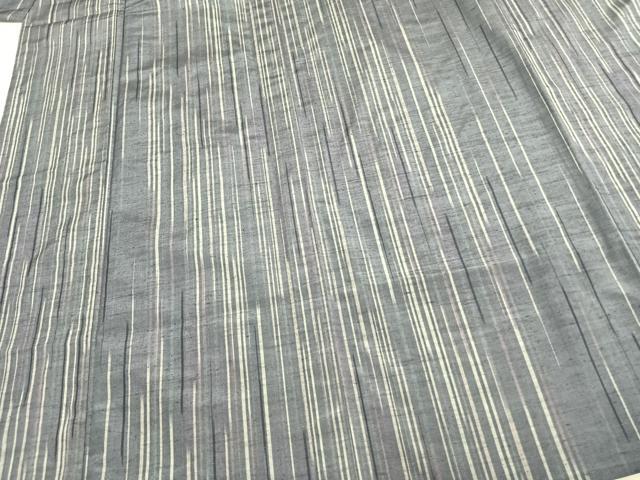 平和屋着物▽上質な紬 単衣 縞 正絹 逸品 未使用 AABC0247fy