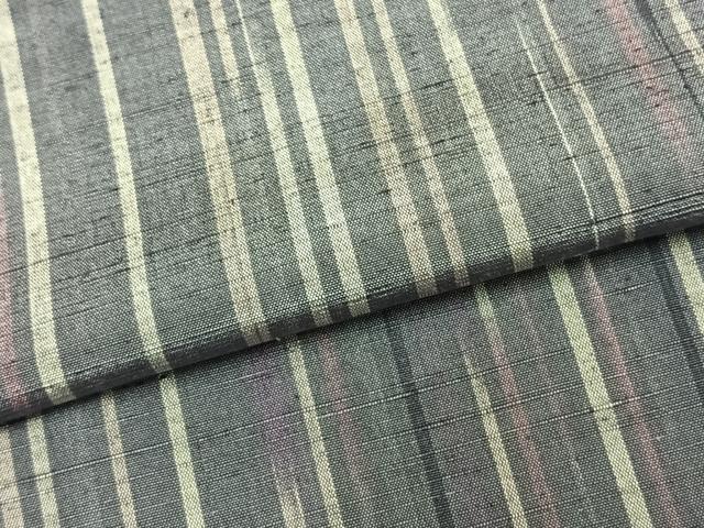 平和屋着物▽上質な紬 単衣 縞 正絹 逸品 未使用 AABC0247fy